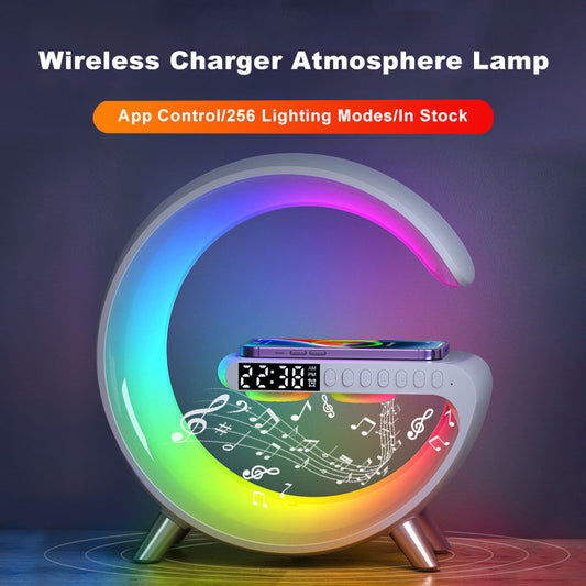 Smart Bluetooth Speaker Bedside Lamp w/ Wireless Charger, Alarm, & Sunrise Wake-up Feature - Rooftopboutique